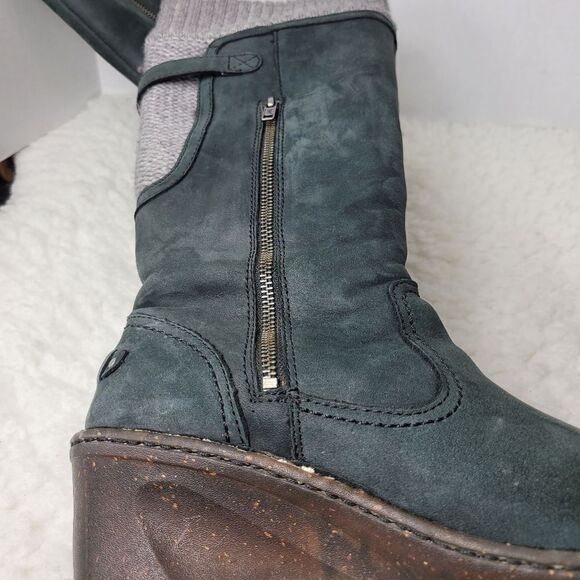 Ugg Women’s Skyfall Suede Wedge Boots Black Insulated Leather Boot 9 1006145 - Picture 7 of 9